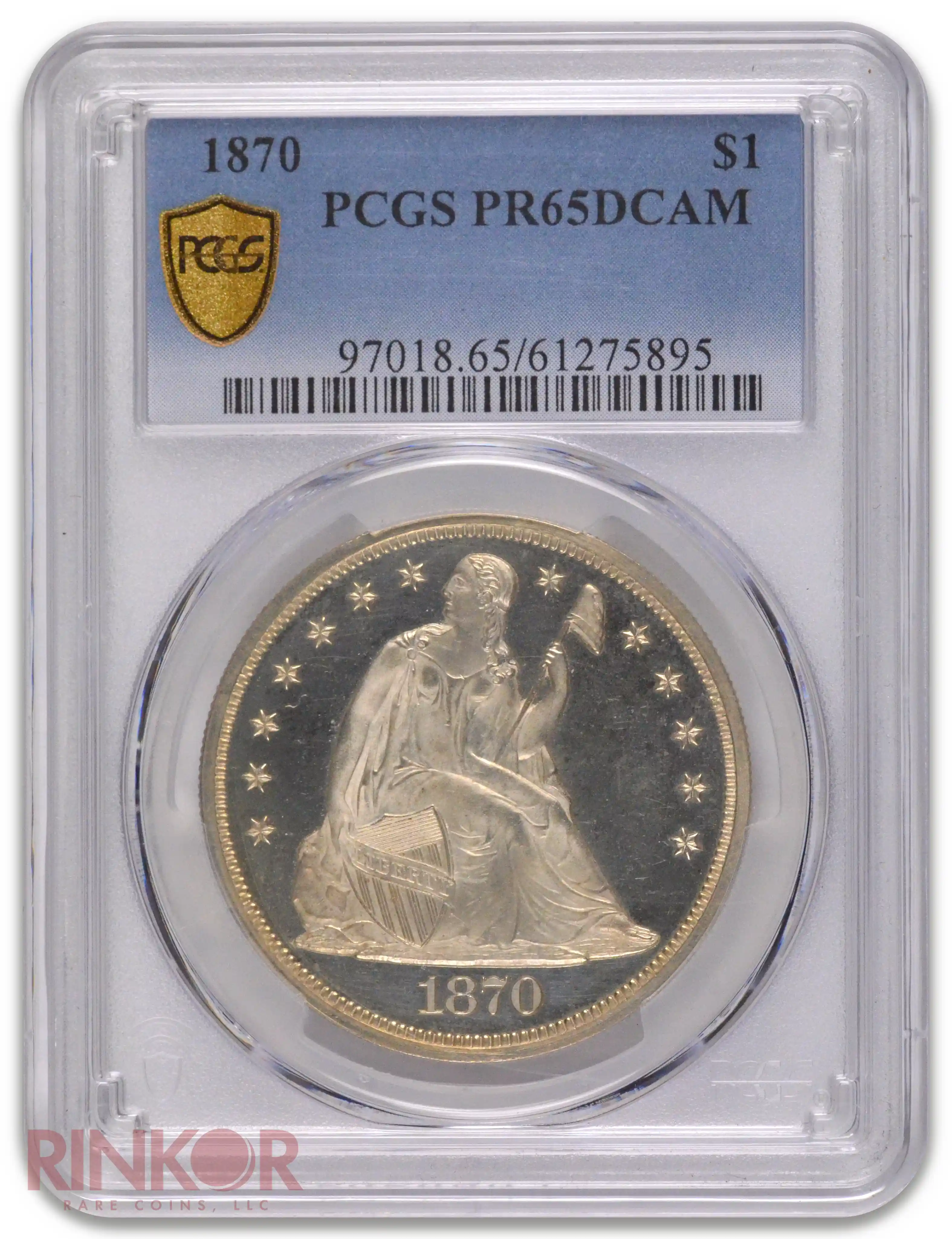 1870 $1 Seated Dollar PCGS PR 65 DCAM