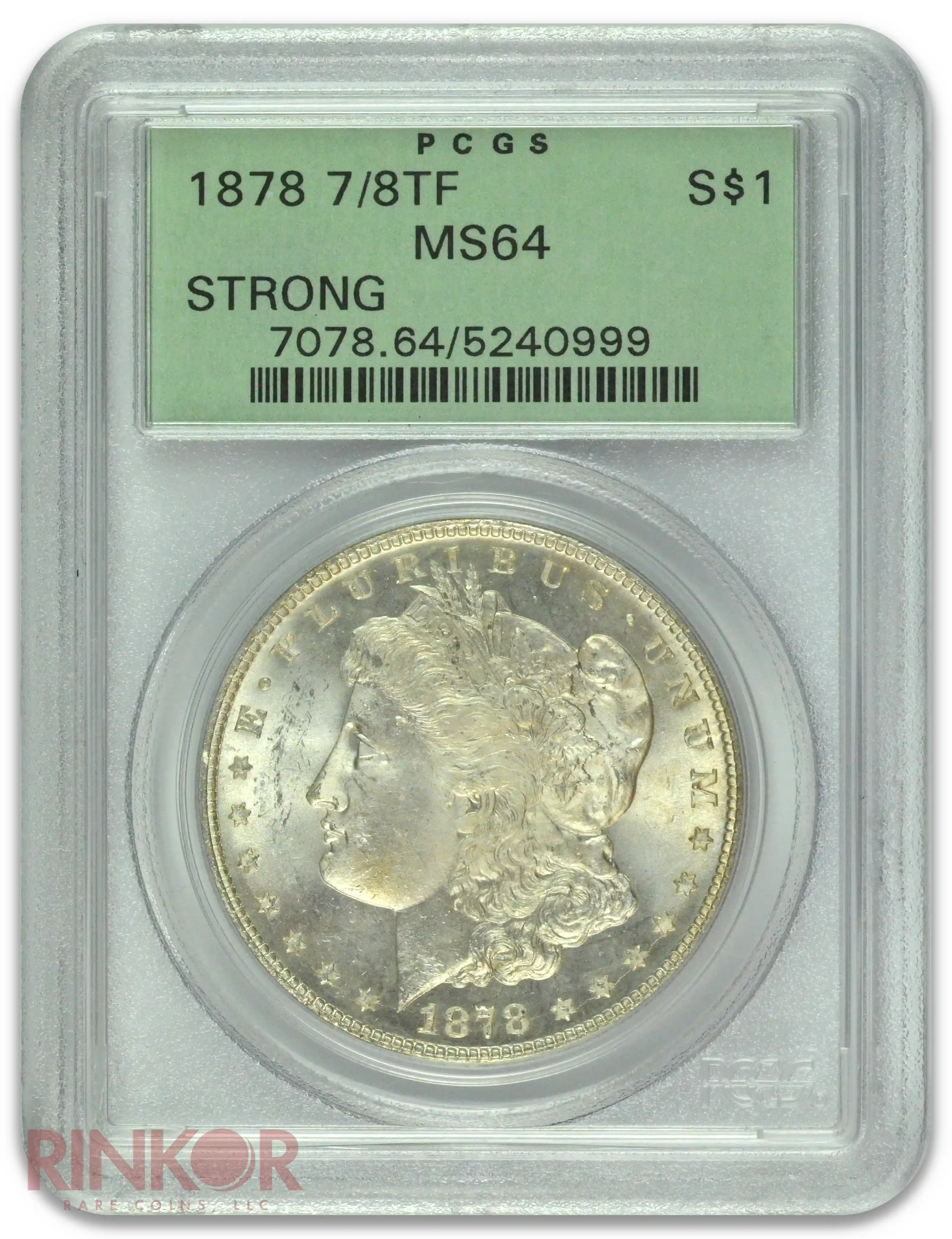 1878 7/8TF $1 Strong Morgan Dollar PCGS MS 64
