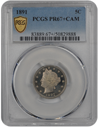 1891 Liberty PCGS CAM 67+