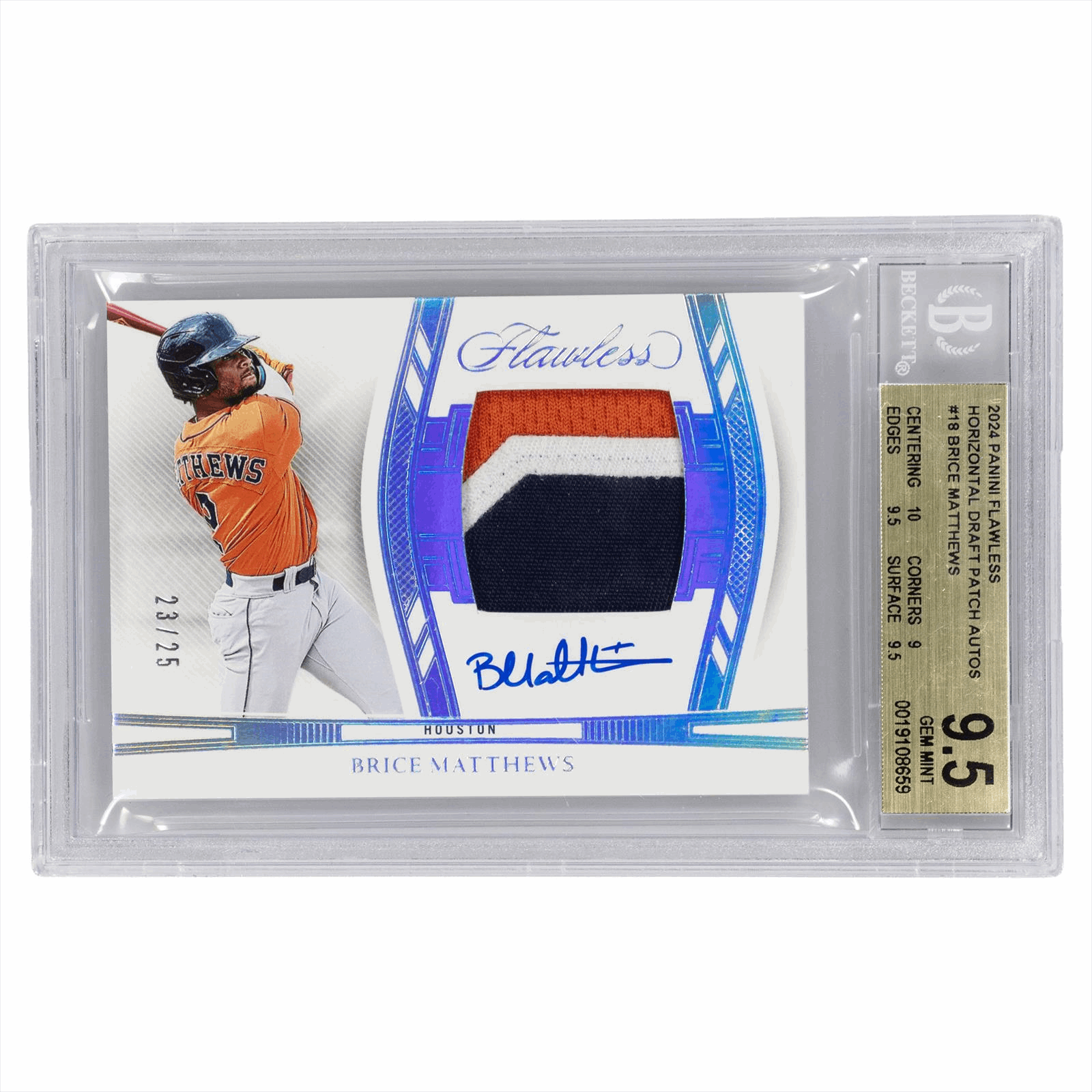 2024 Panini Flawless Horizontal Draft Patch Autos Brice Matthews #18 BGS GEM MINT 9.5