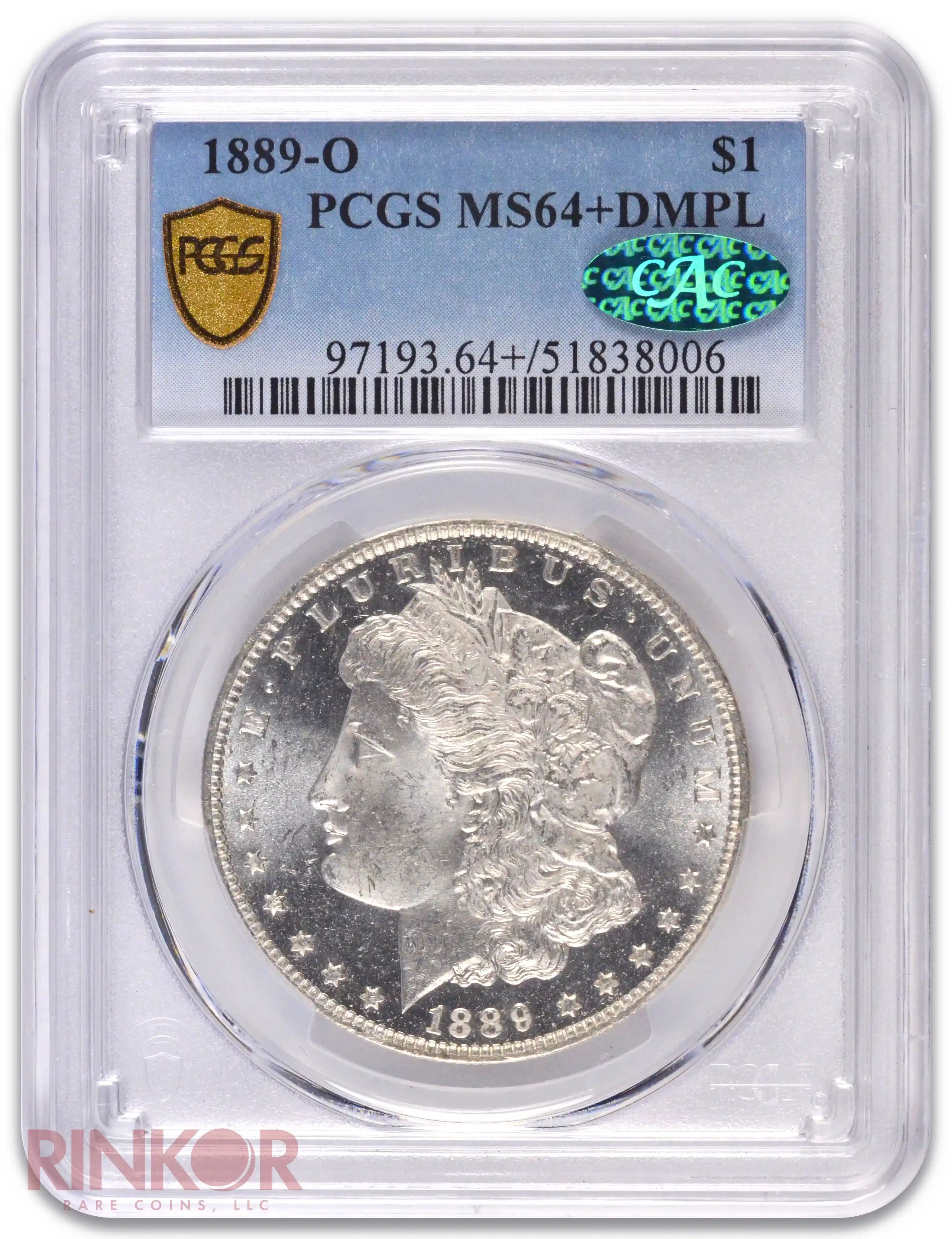 1889-O $1 Morgan Dollar PCGS MS 64+ DMPL CAC