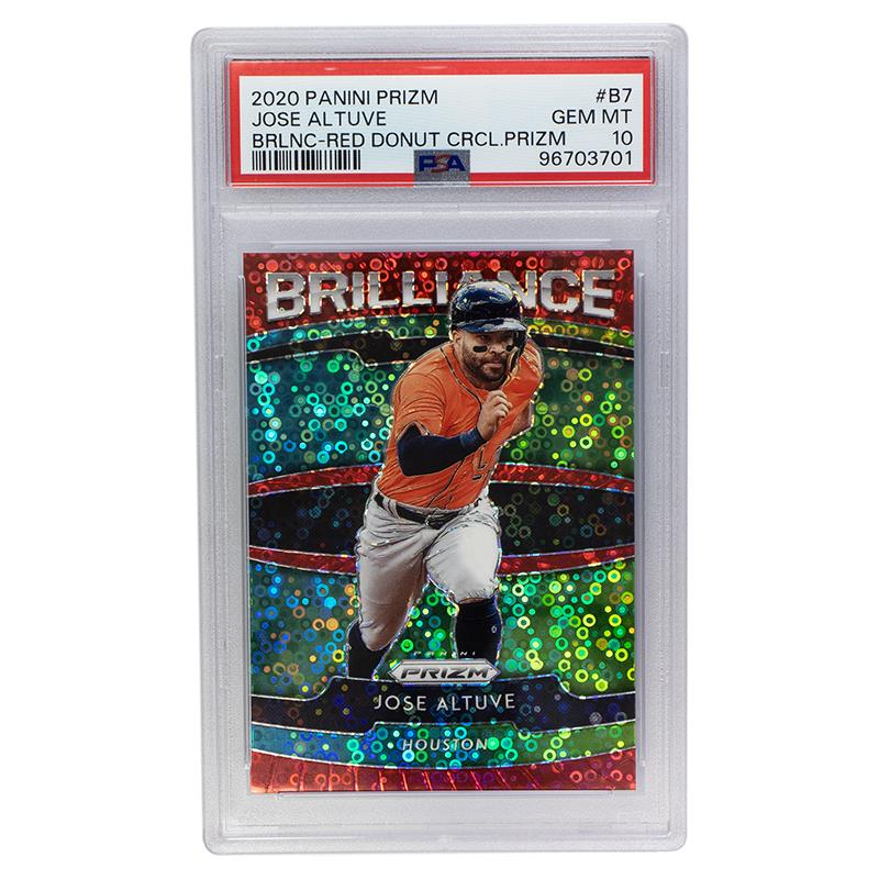 2020 Panini Prizm Jose Altuve Brilliance - Red Donut Circle Prizm #B7 PSA Gem Mint 10 Cert #96703701