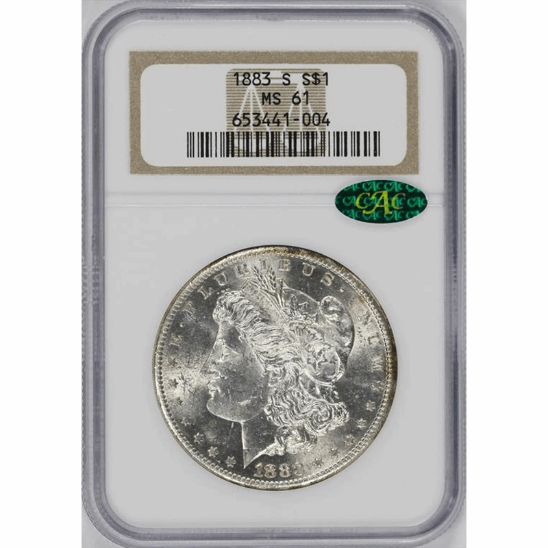 1883-S $1 Morgan Silver Dollar - NGC MS61 CAC - Better Date - Lustrous