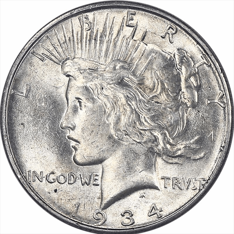 1934-D Peace Silver Dollar $1 Uncirculated - Nice White Coin