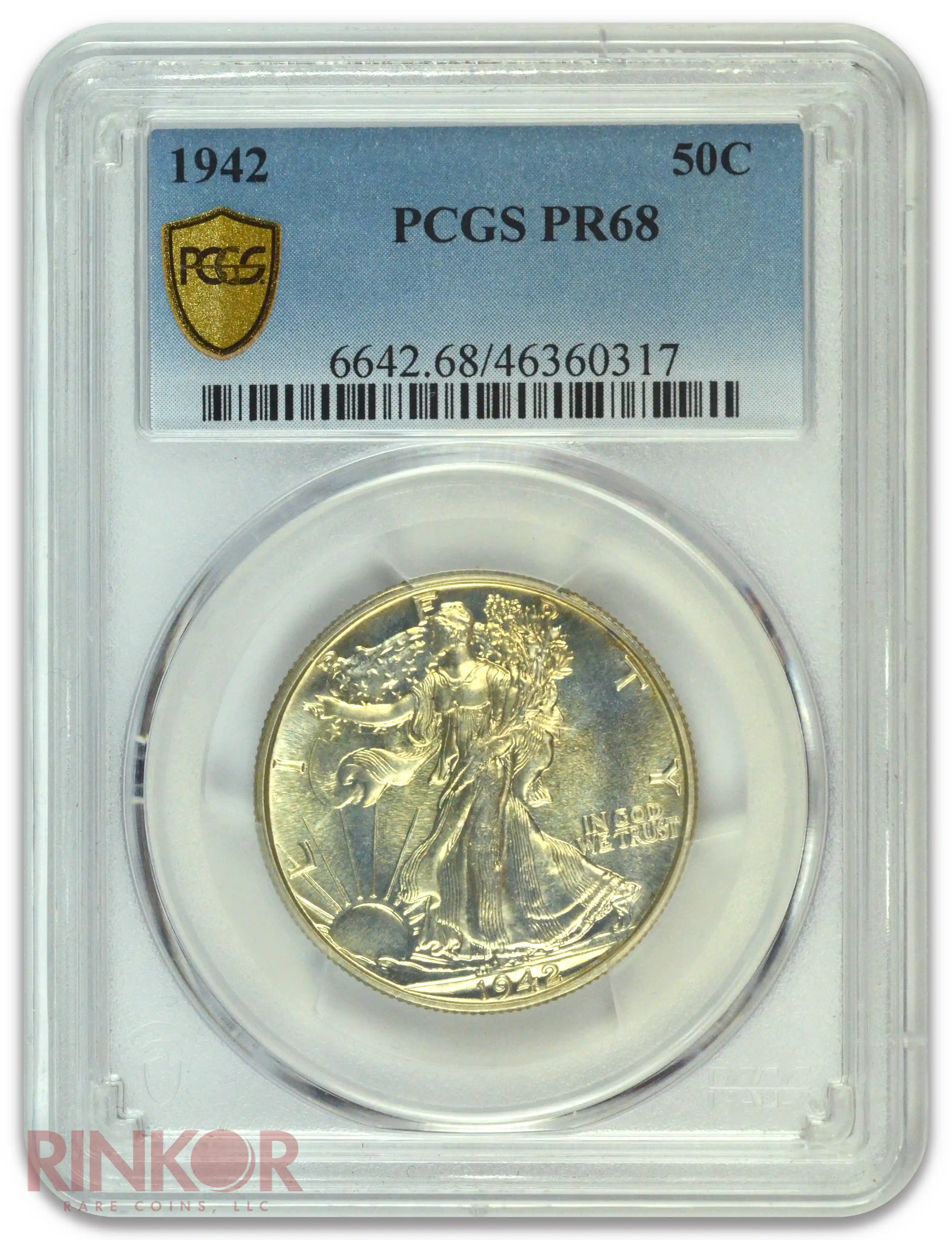 1942 Walking Liberty Half Dollar PCGS PR 68