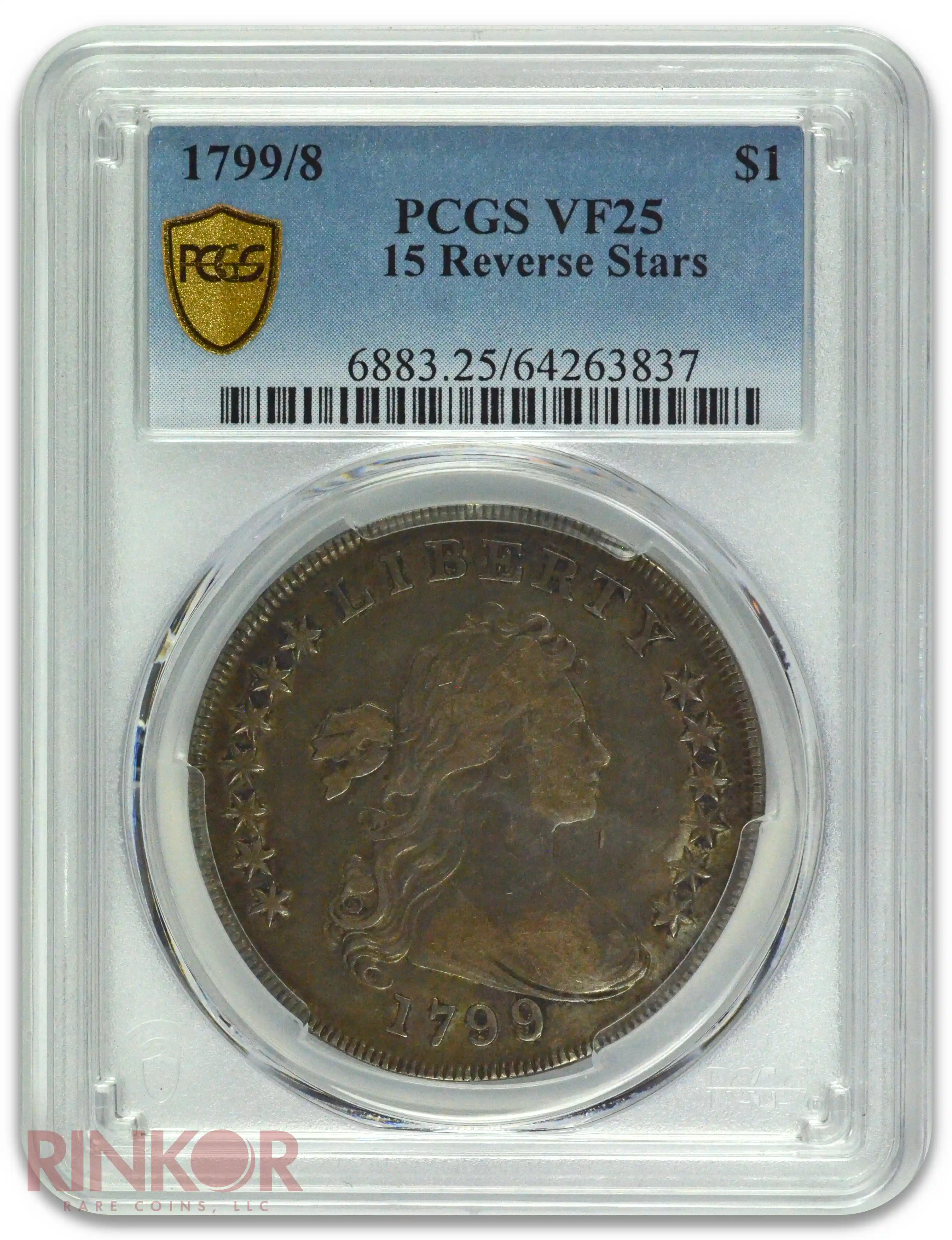 1799/8 $1 Draped Bust Dollar 15 Reverse Stars PCGS VF-25