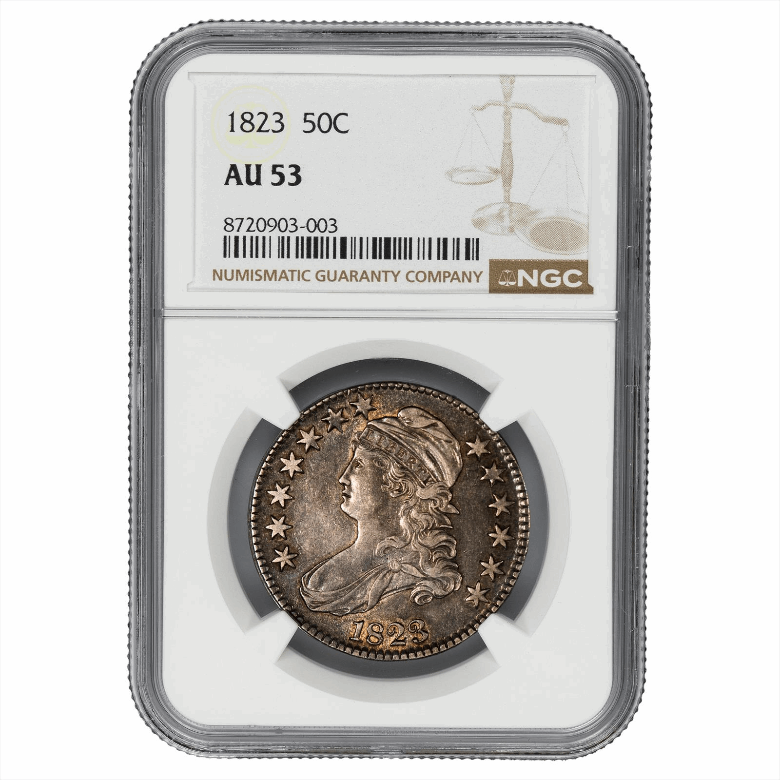 1823 Capped Bust Half Dollar 50C NGC AU 53