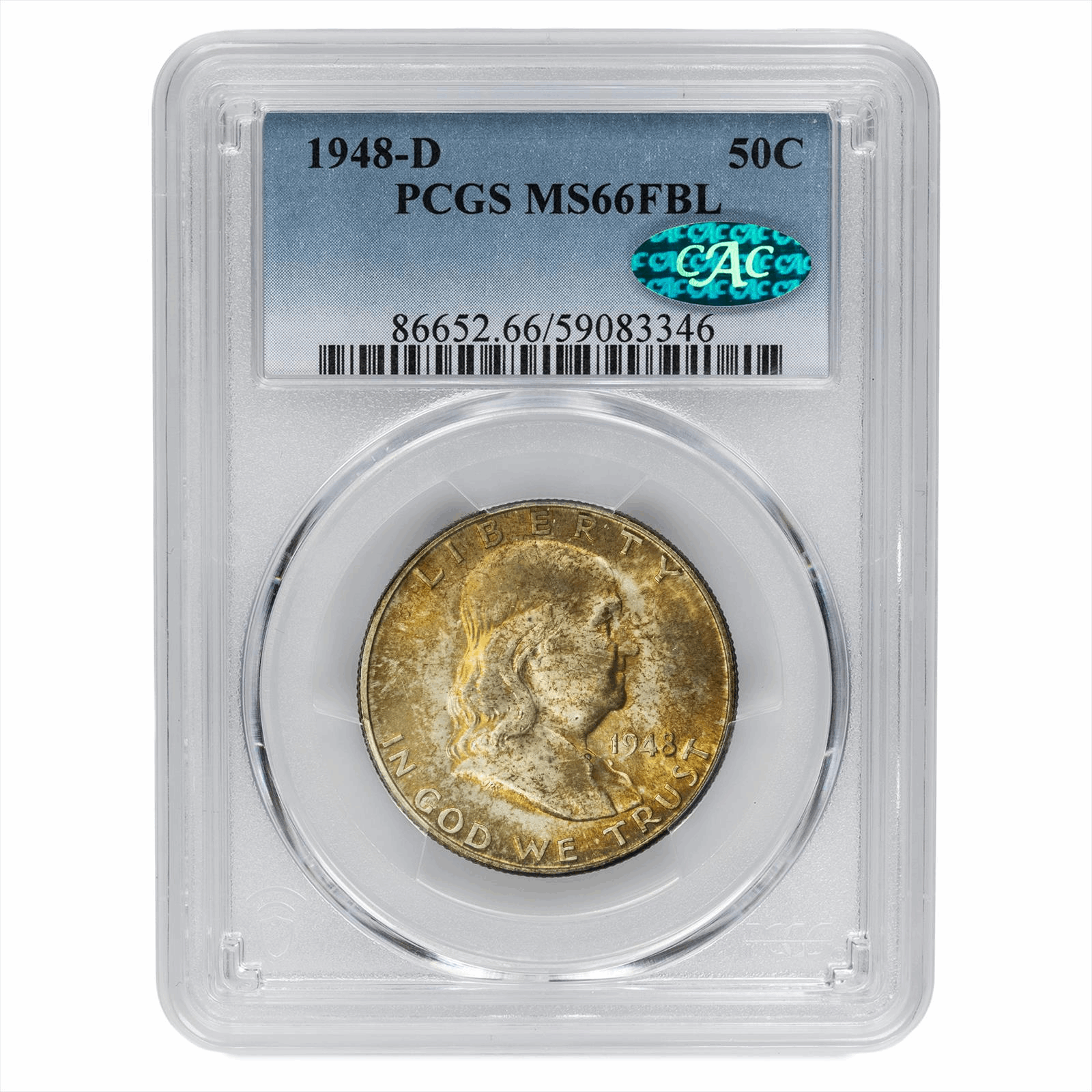 1948-D Franklin Half Dollar 50C PCGS MS 66 FBL CAC