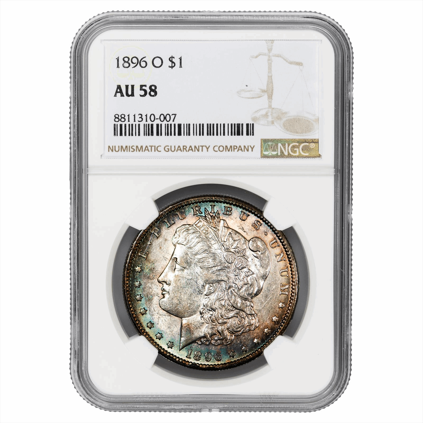 1896-O Morgan Silver Dollar $1 NGC AU 58