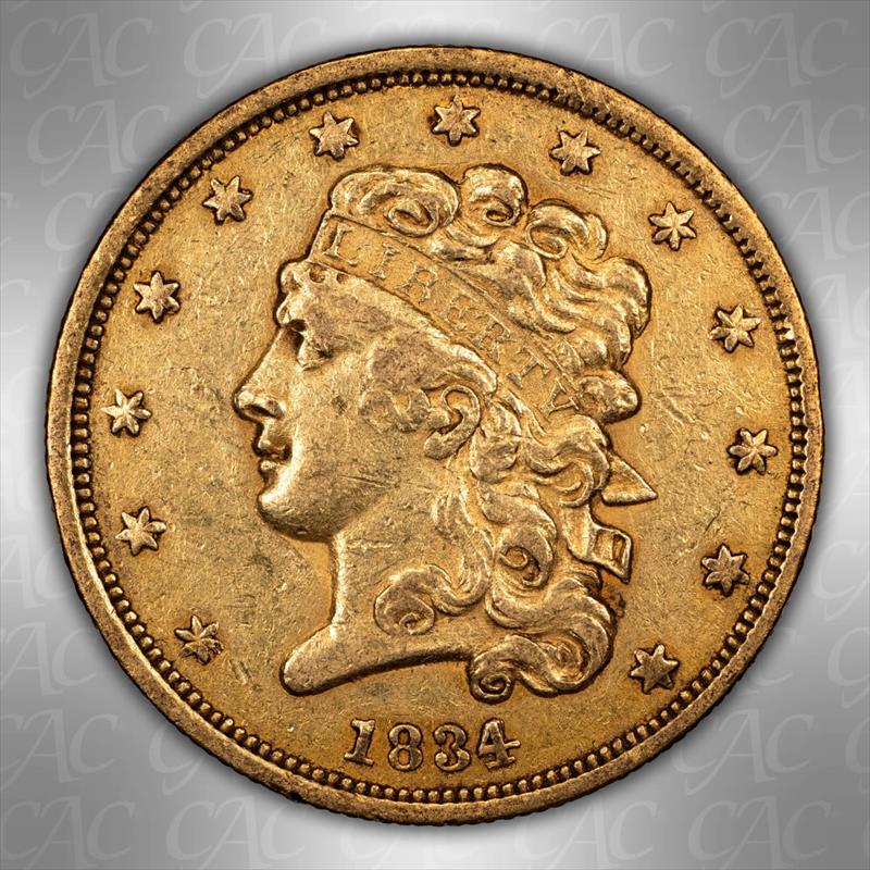 1834 Plain 4 Classic Head $5 CACG XF-45