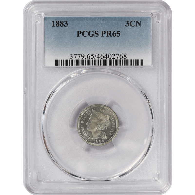 1883 Three Cent Nickel 3CN, PCGS  PR-65 - Untoned Coin