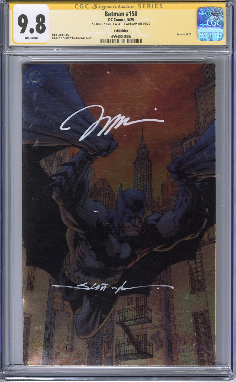 Batman #158 CGC Signature Series 9.8 (D.C., 2025) Signed by Jim Lee & Scott Williams 