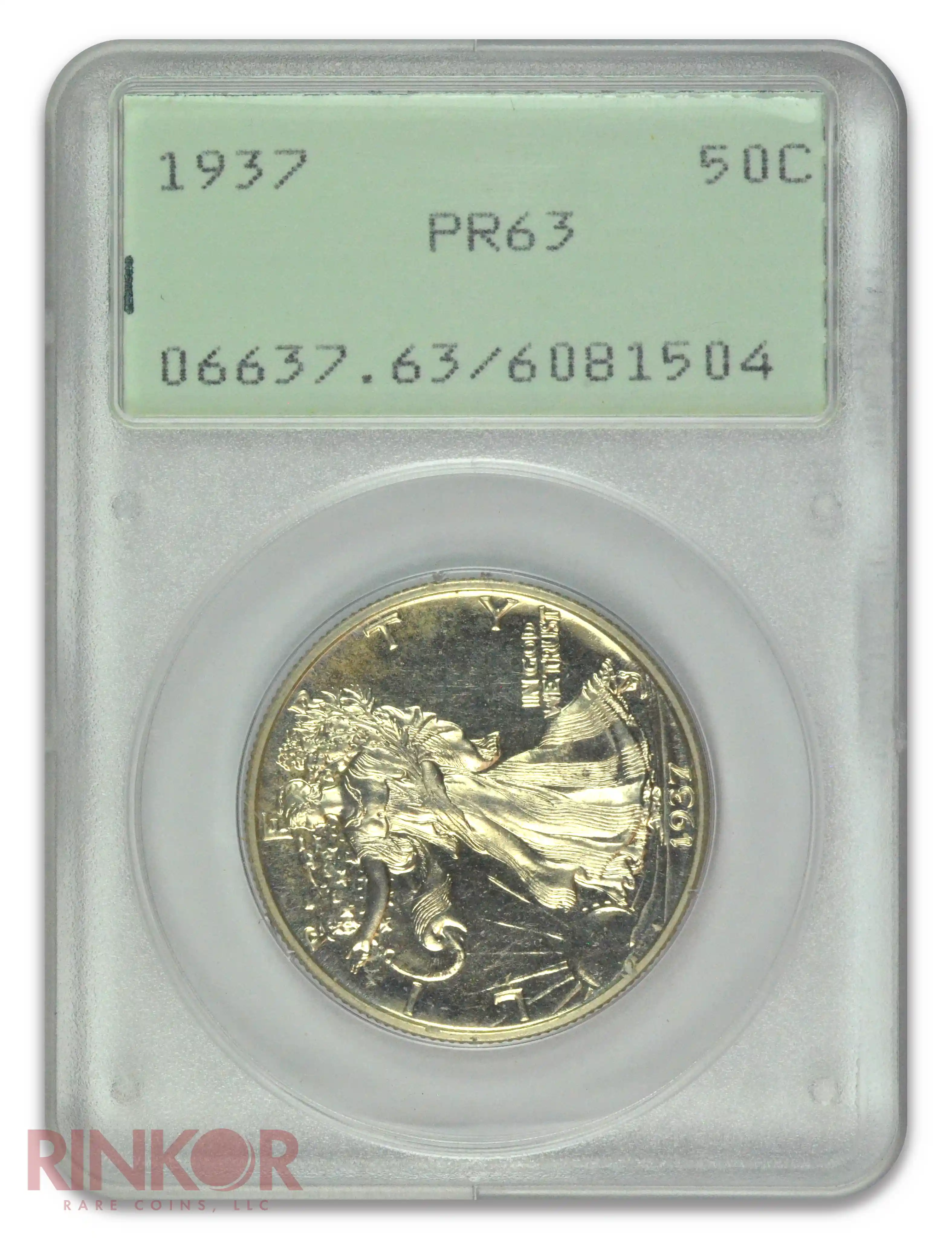 1937 Walking Liberty Half Dollar PCGS PR 63