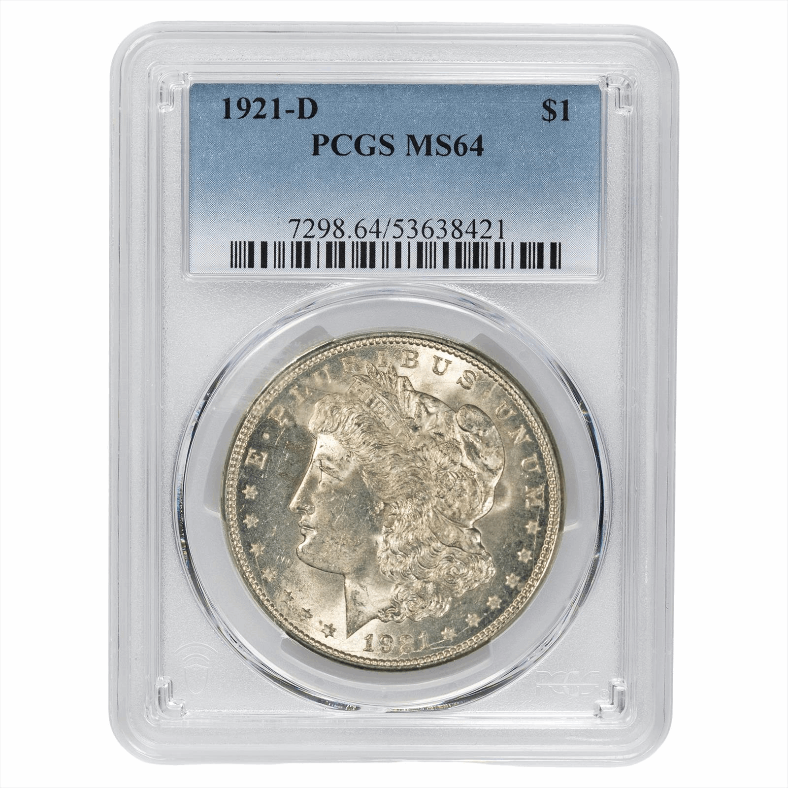 1921-D Morgan Silver Dollar $1 PCGS MS 64