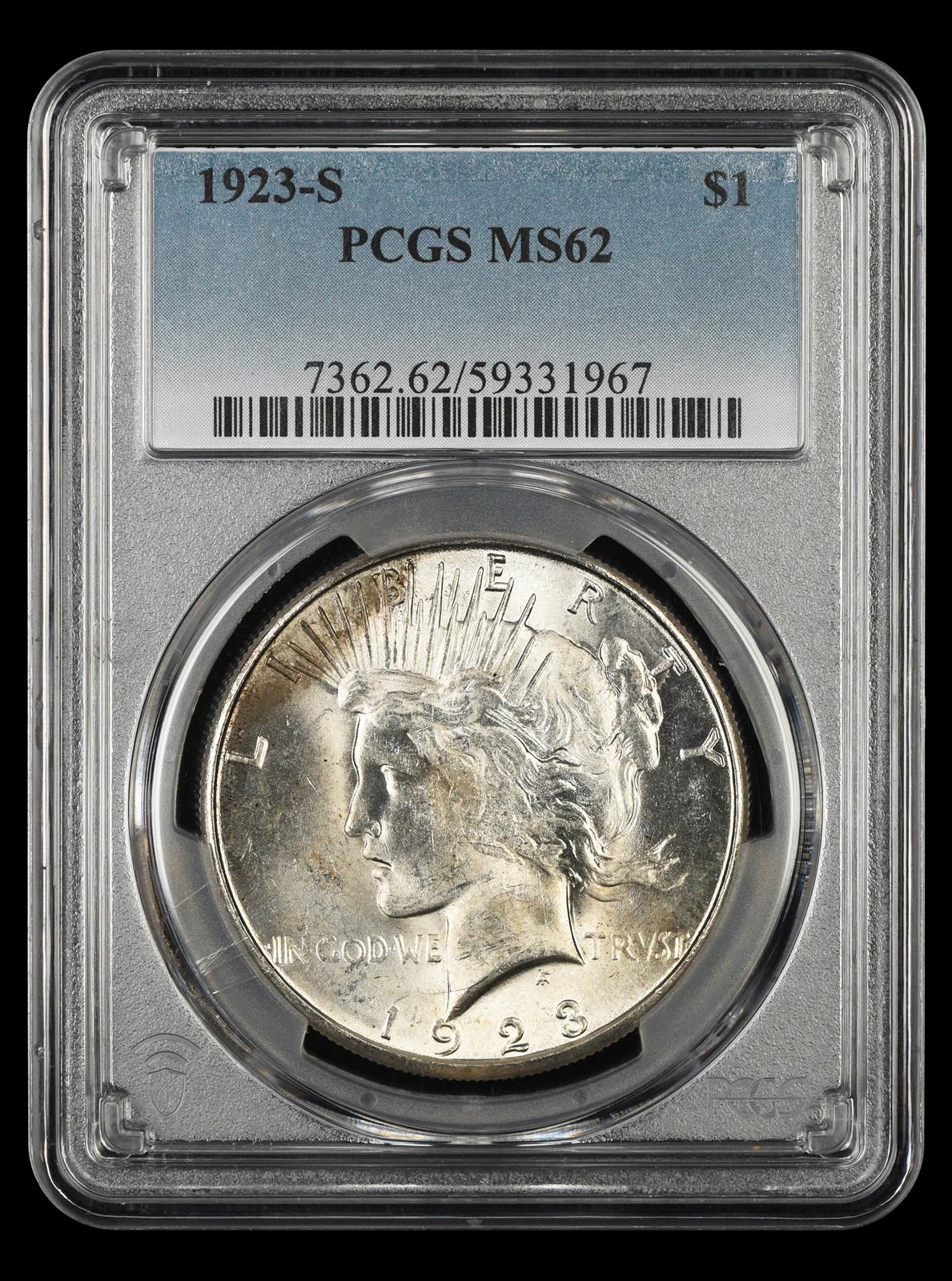 1923 S $1 PCGS  MS62