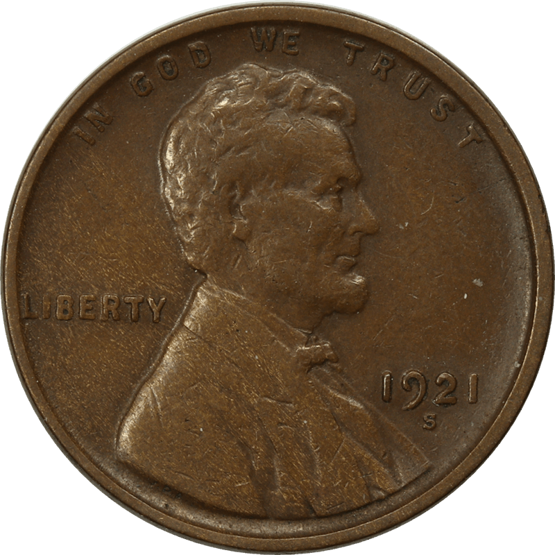 1921-S Lincoln Wheat Cent 1c, Circulated, Better Date
