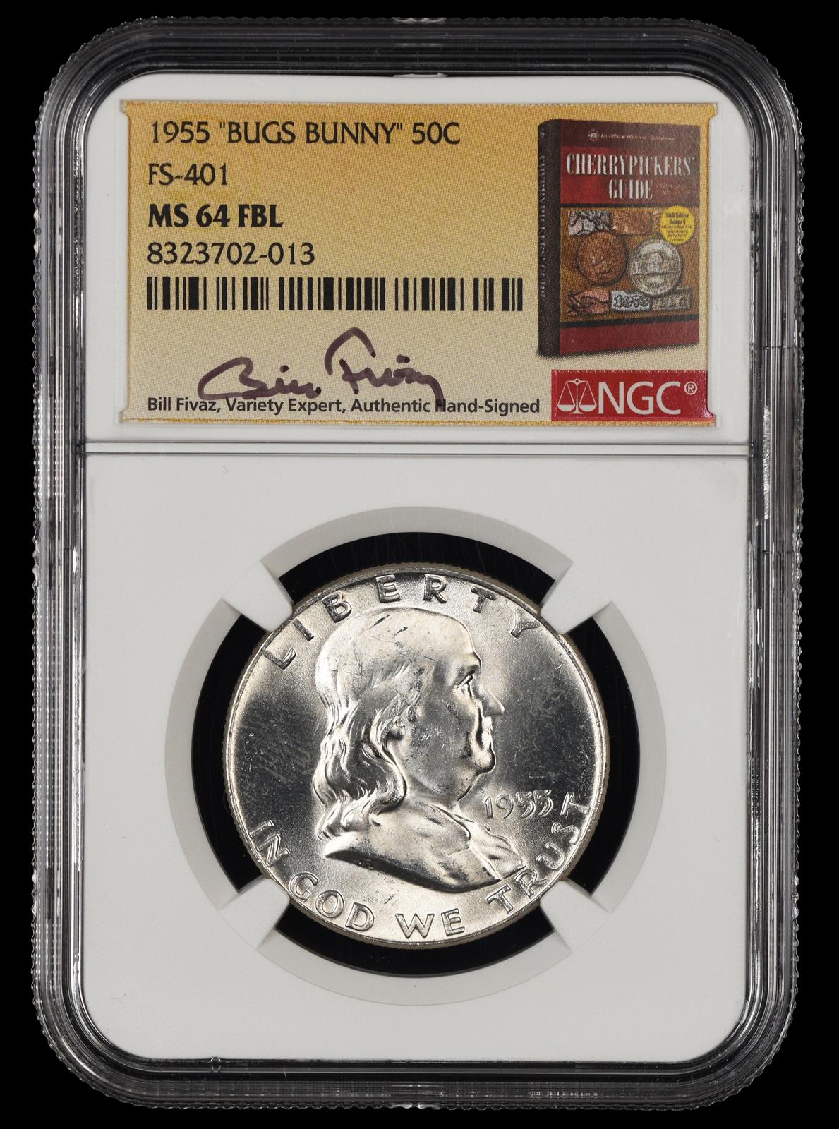 1955 Bugs Bunny 50c FS-401 Bill Fivaz Signature Label NGC  MS64FBL