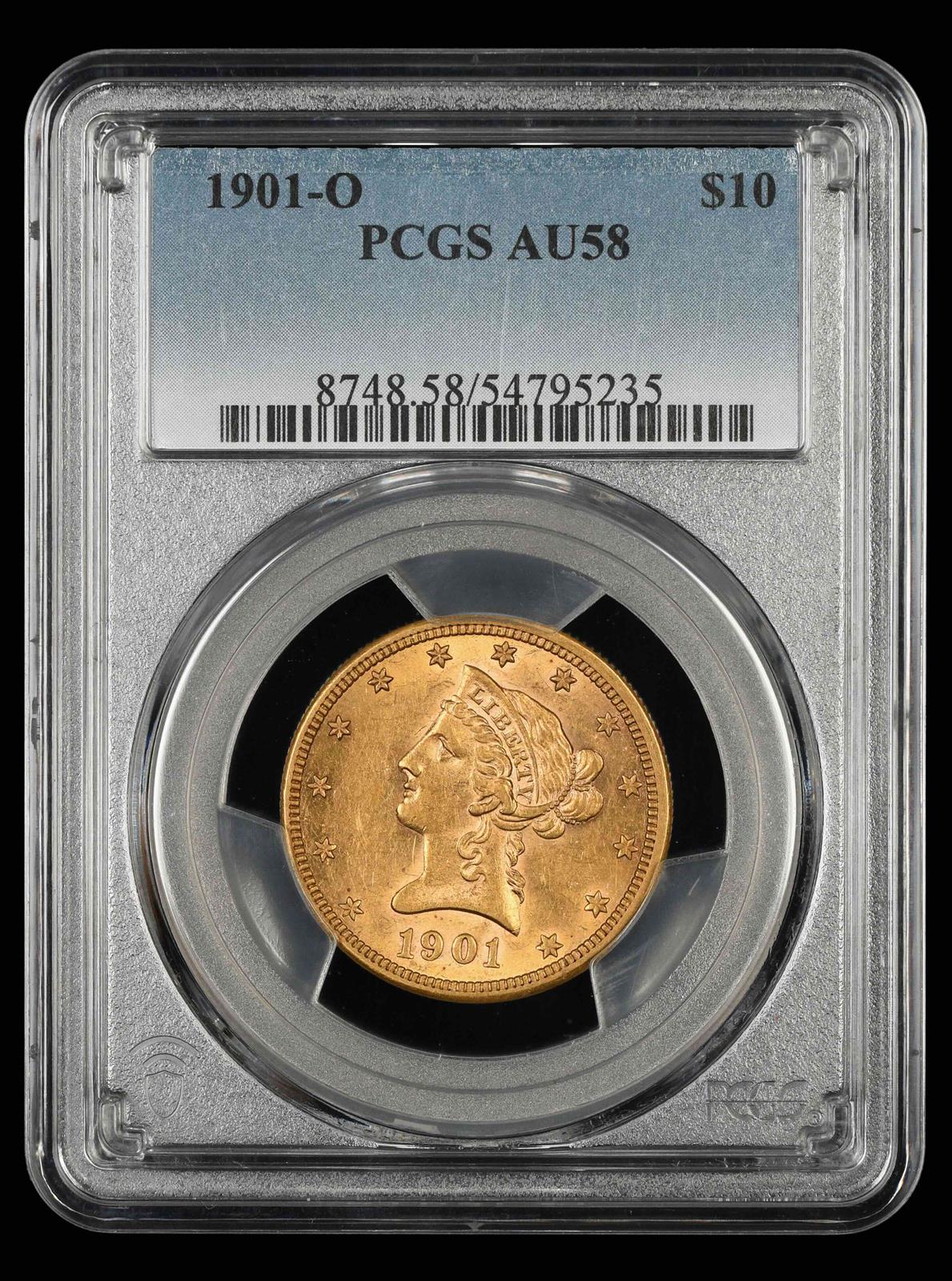 1901 O $10 Gold PCGS AU 58
