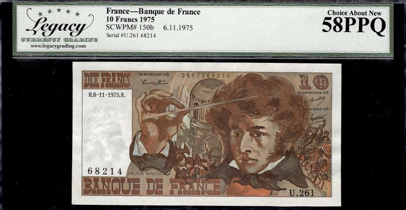FRANCE BANQUE DE FRANCE 10 FRANCS 1975 CHOICE ABOUT NEW 58PPQ 