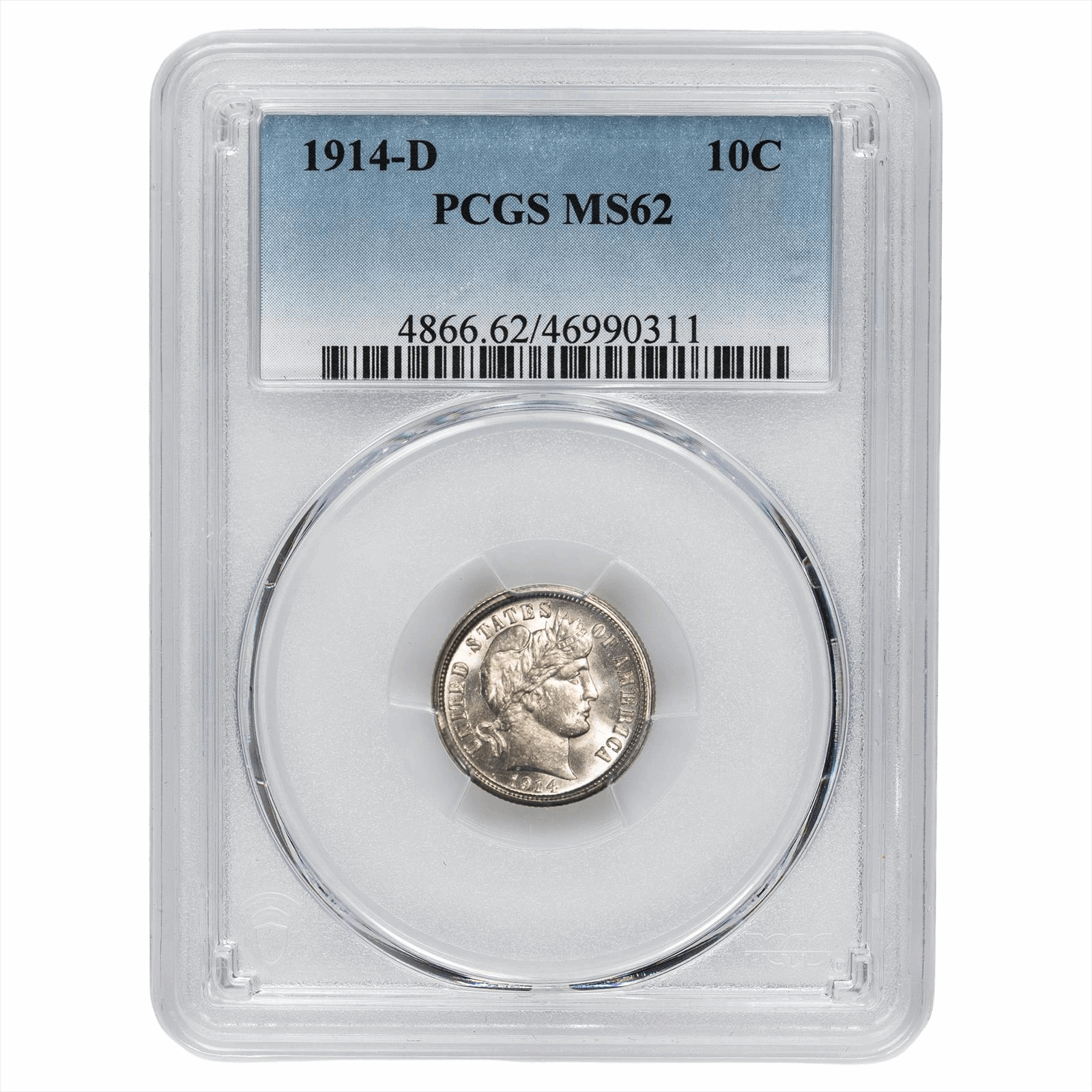 1914-D Barber Dime 10C PCGS MS 62