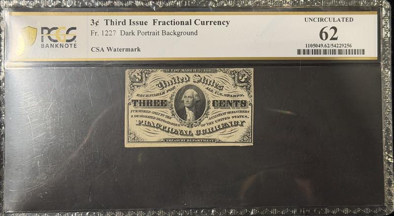 Fr. 1227 Third Issue Fractional Currency Obverse Specimen PCGS  MS62