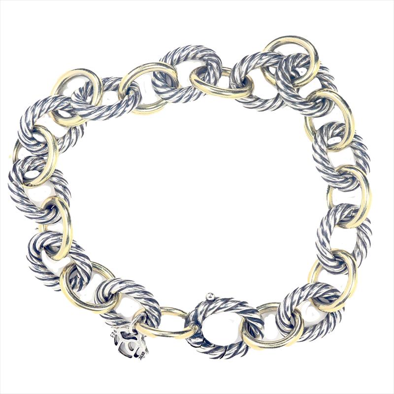 David Yurman 18k yellow gold sterling oval ring Bracelet 