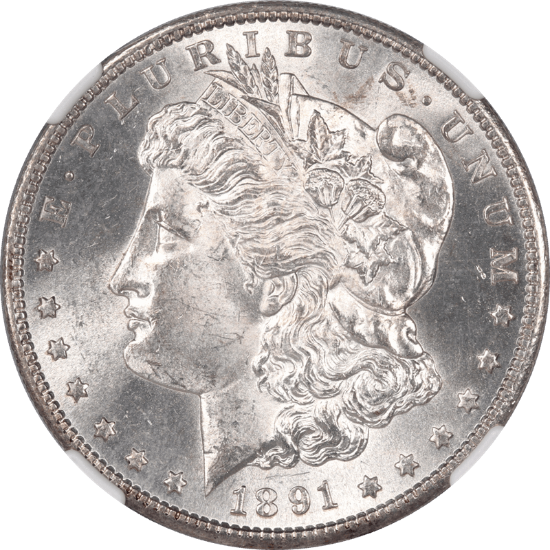 1891-S Morgan Silver Dollar $1, NGC MS 63 - Lustrous - Nice Coin