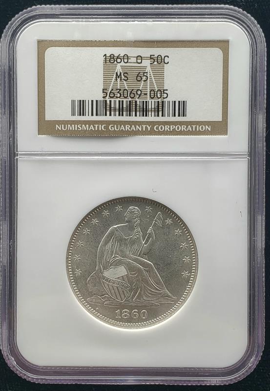 1860-O Seated Liberty NGC MS65