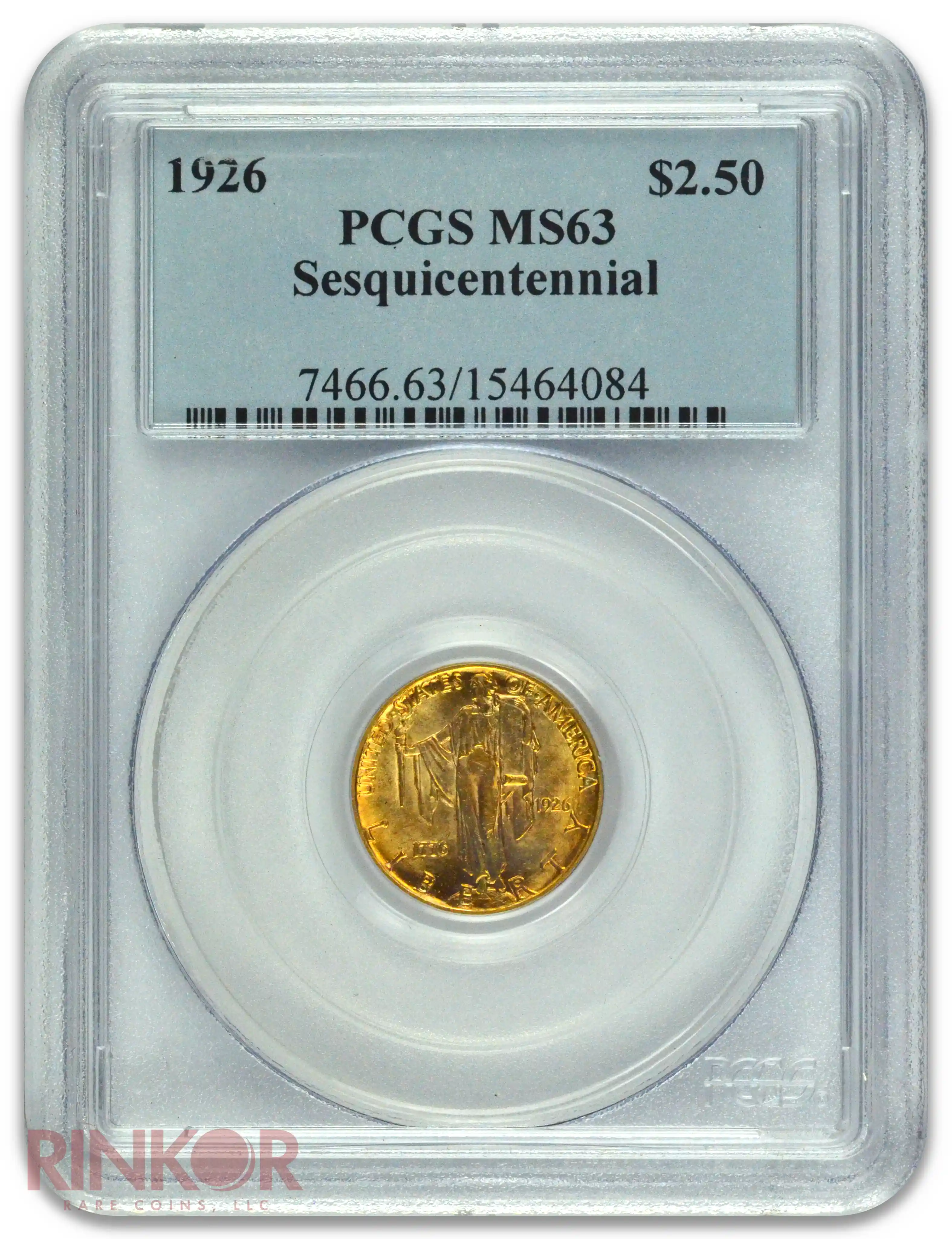 1926 $2.50 Sesquicentennial Commemorative PCGS MS 63 