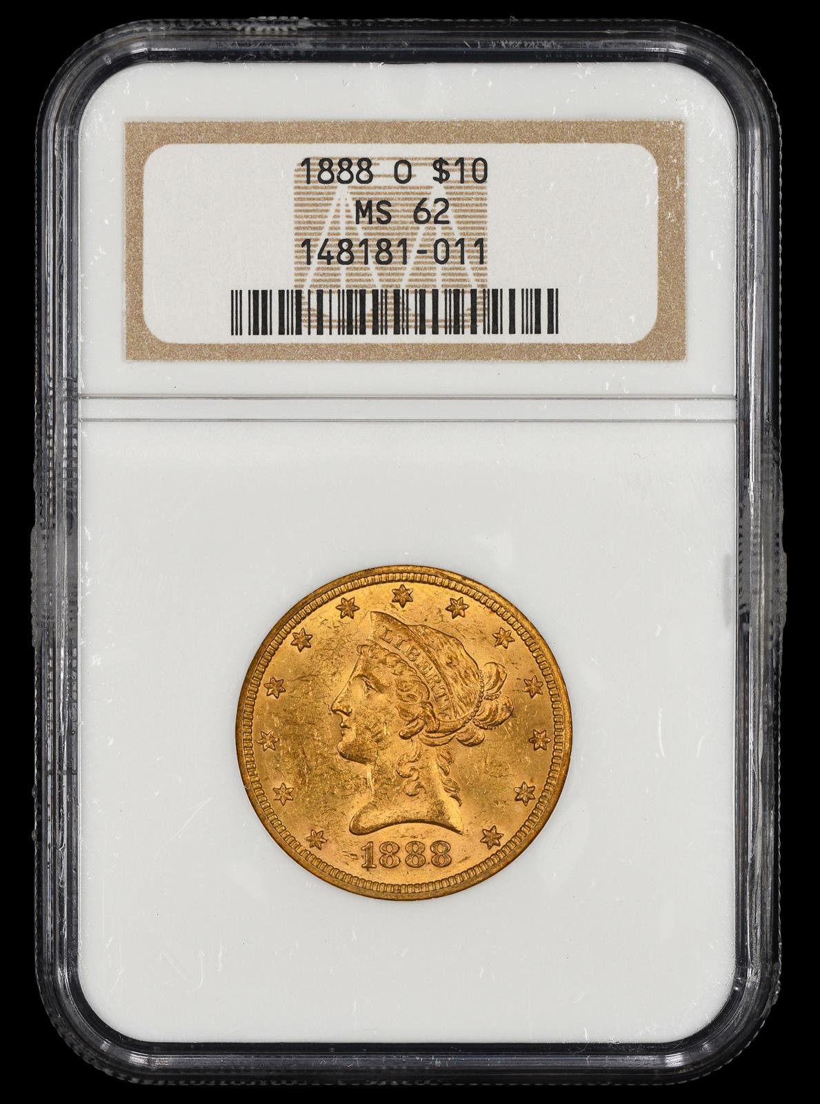 1888 O $10 Gold NGC MS 62