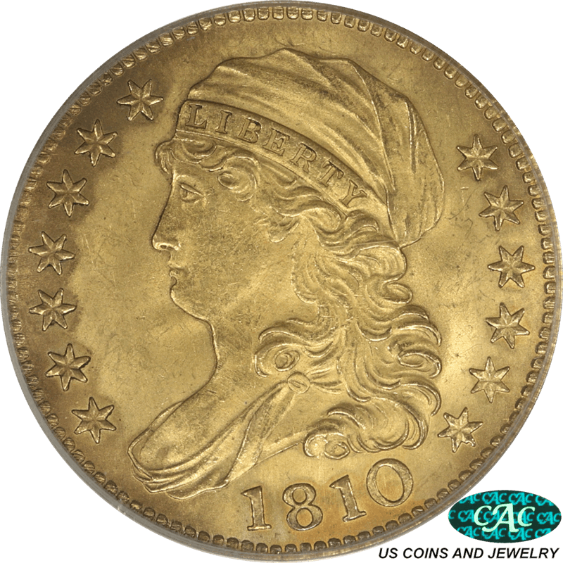 1810  Large Date Large 5 Capped Bust PCGS MS 63 CAC - Old Green Holder