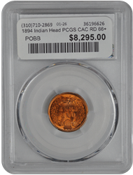 1894 Indian Head PCGS CAC RD 66+