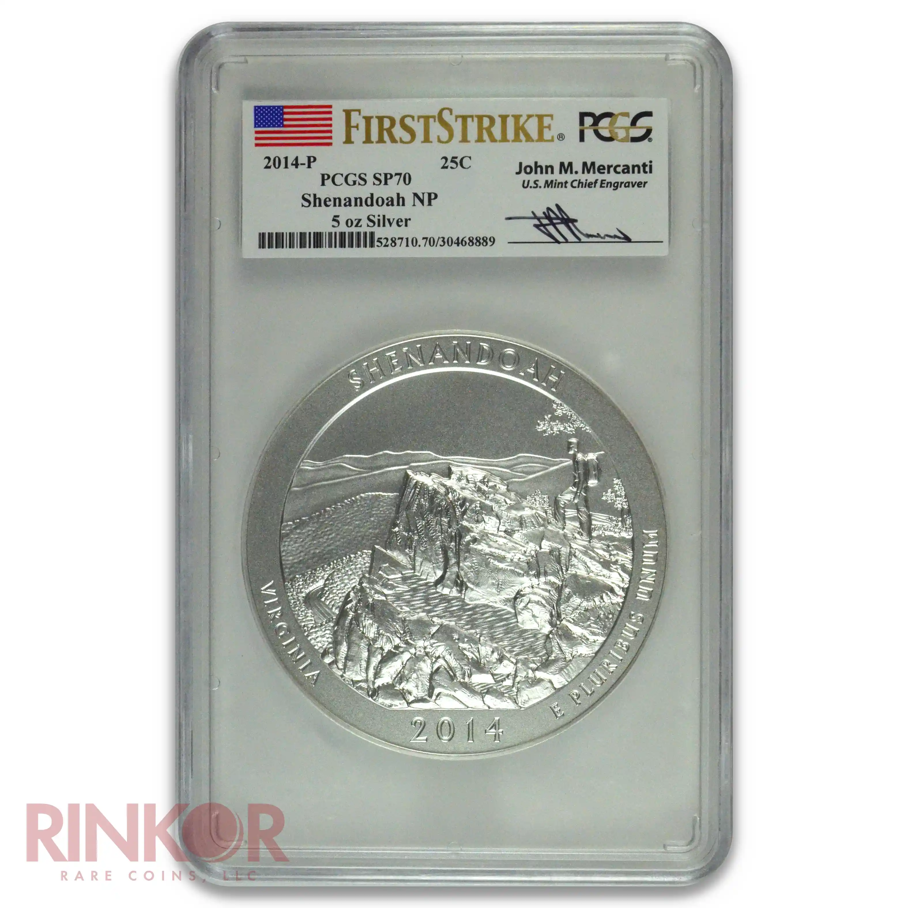 2014-P 5oz America the Beautiful Shenandoah First Strike Mercanti PCGS SP 70