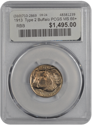 1913  Type 2 Buffalo PCGS CAC MS 66+