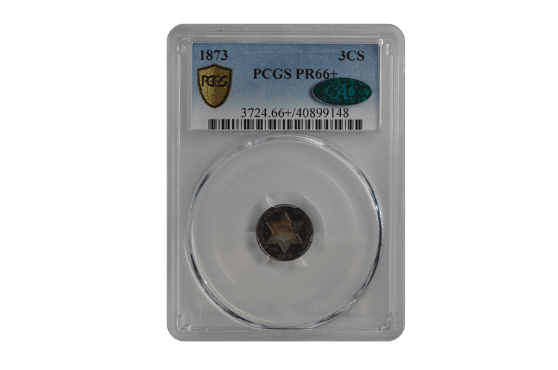 1873 3CS Three Cent Silver PCGS  (CAC) #3442-37 PR66+