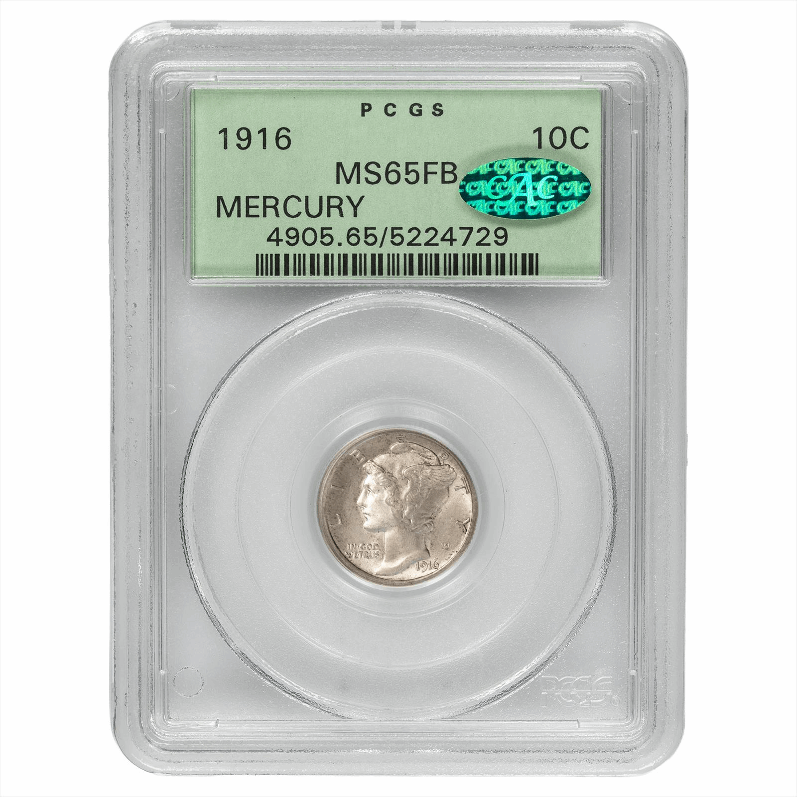1916 Mercury Dime 10C PCGS MS 65 FB CAC OGH