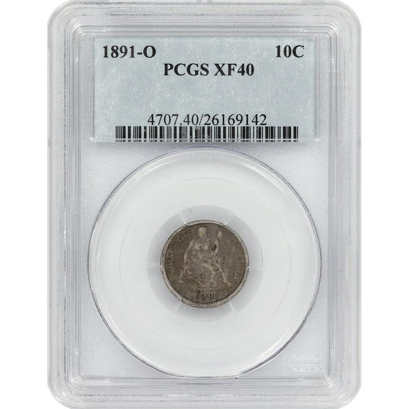 1891-O Seated Liberty Dime 10C PCGS XF40 New Orleans Mint