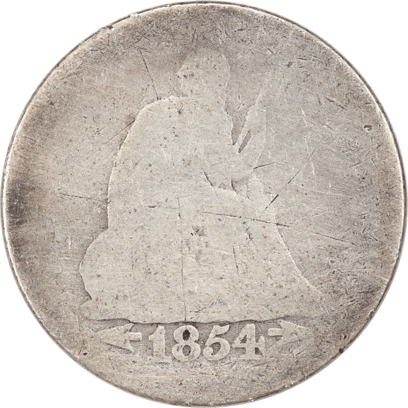 1854 Arrows, Seated Liberty Quarter, 25c Circulated, About Good - Filler