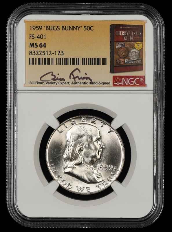 1959 Bugs Bunny 50c FS-401 Bill Fivaz Signature Label NGC  MS64