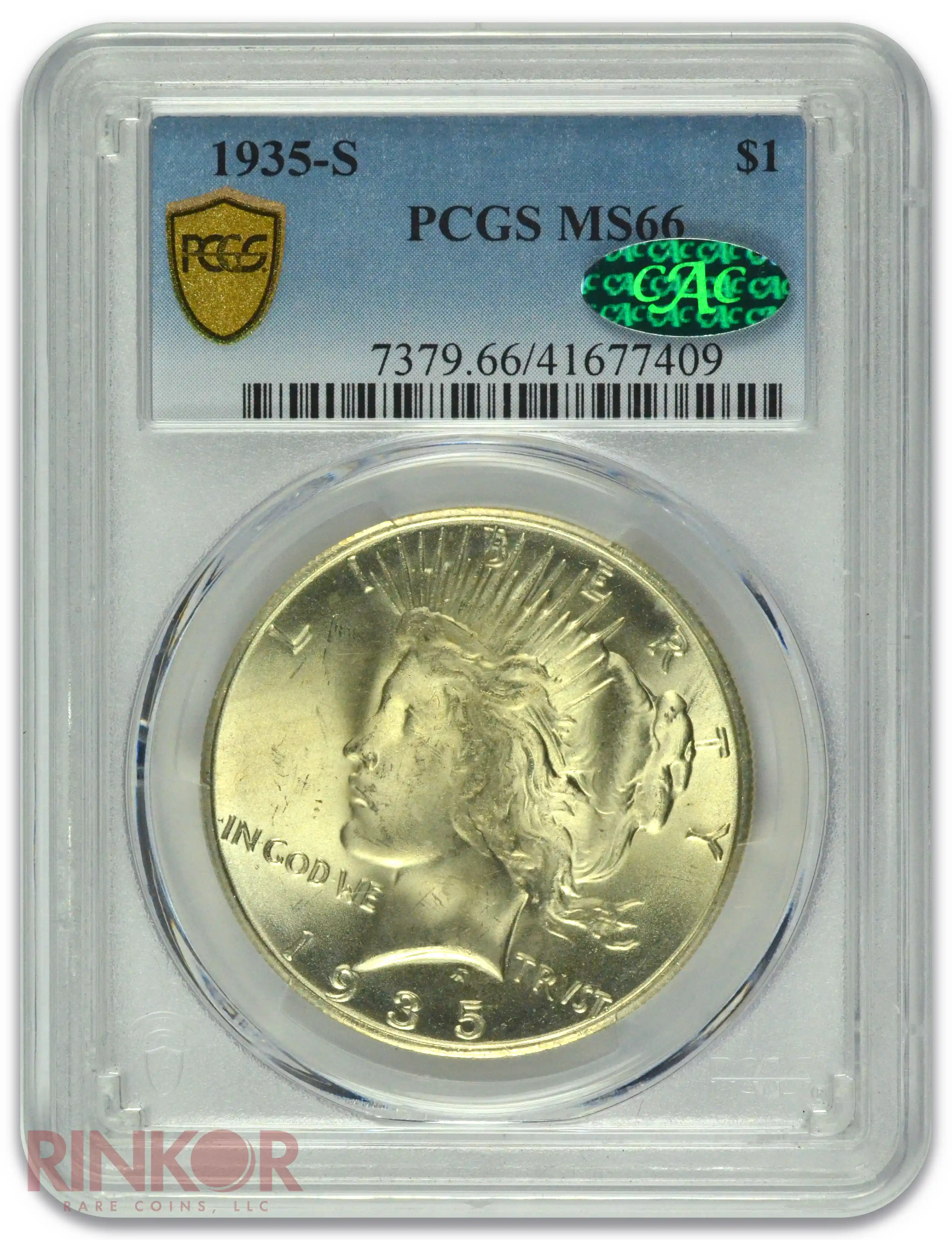 1935-S $1 Peace Dollar PCGS MS 66 CAC