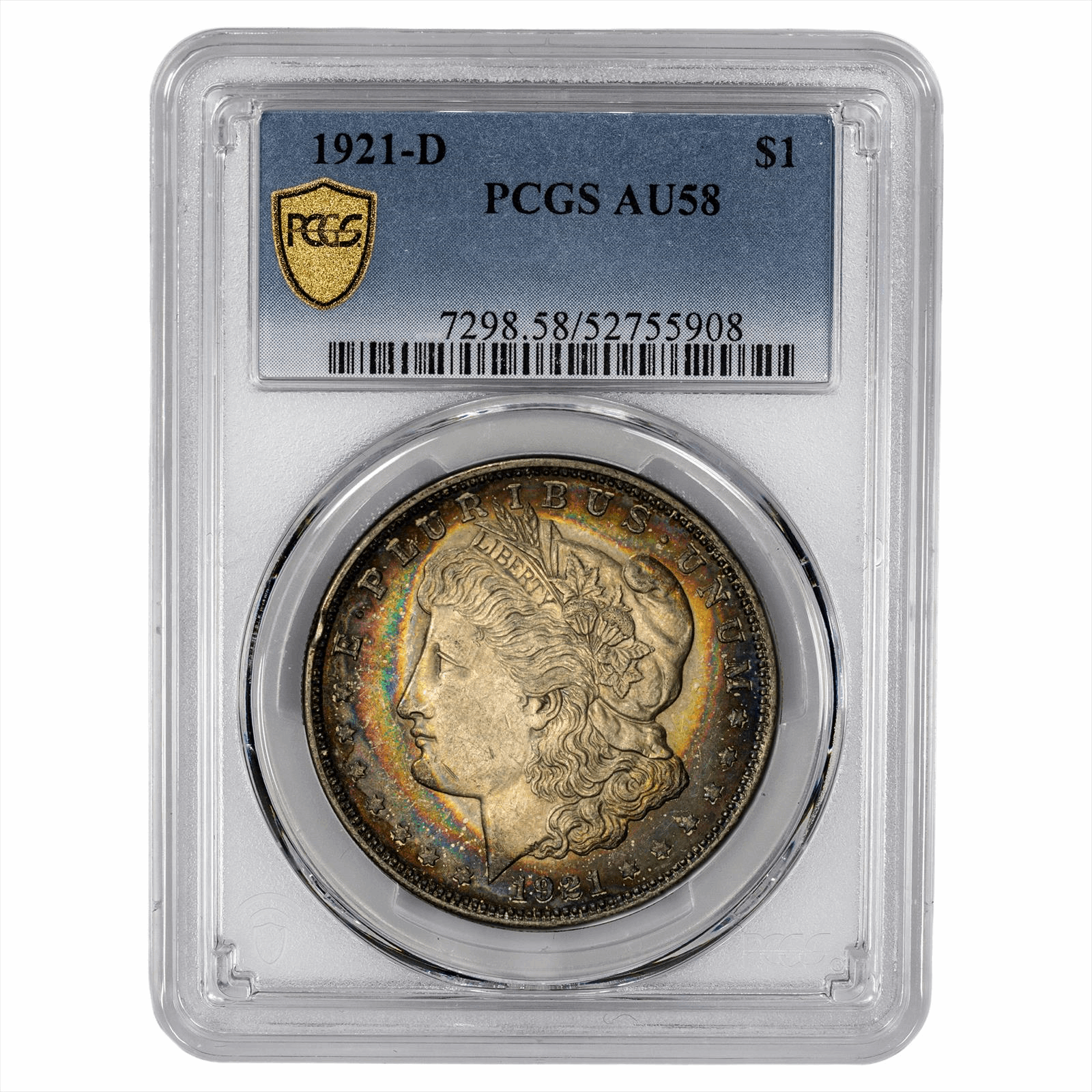 1921-D Morgan Silver Dollar $1 PCGS AU 58