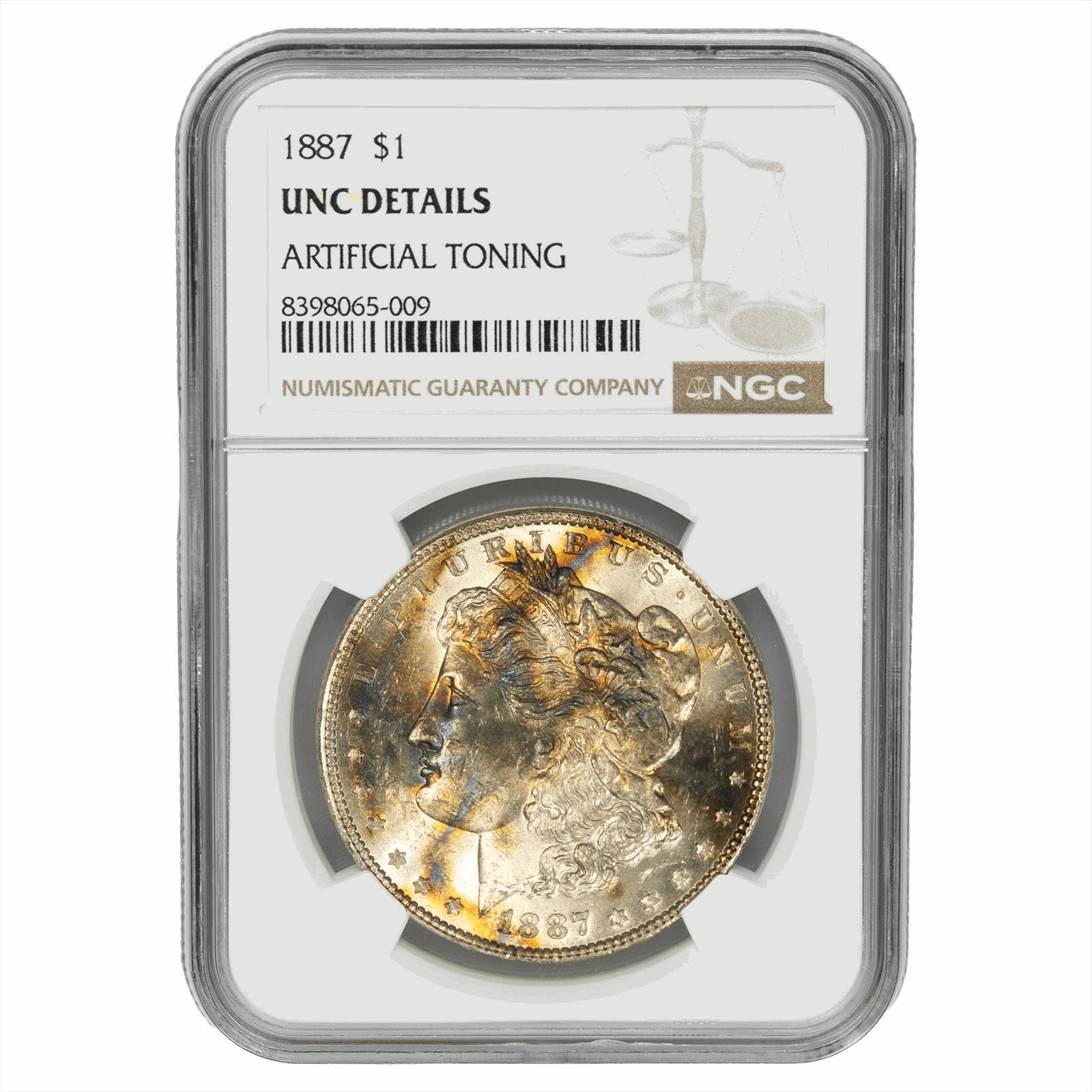 1887 Morgan Silver Dollar $1 NGC UNC DETAILS ARTIFICIAL TONING