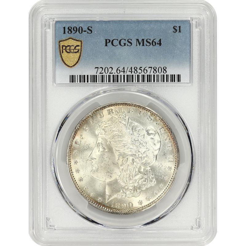 1890-S Morgan Silver Dollar $1, PCGS MS 64 - Nice Original Coin