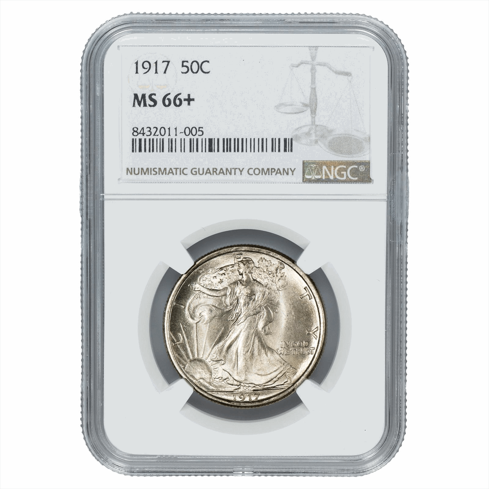 1917 Walking Liberty Half Dollar 50C NGC MS 66+