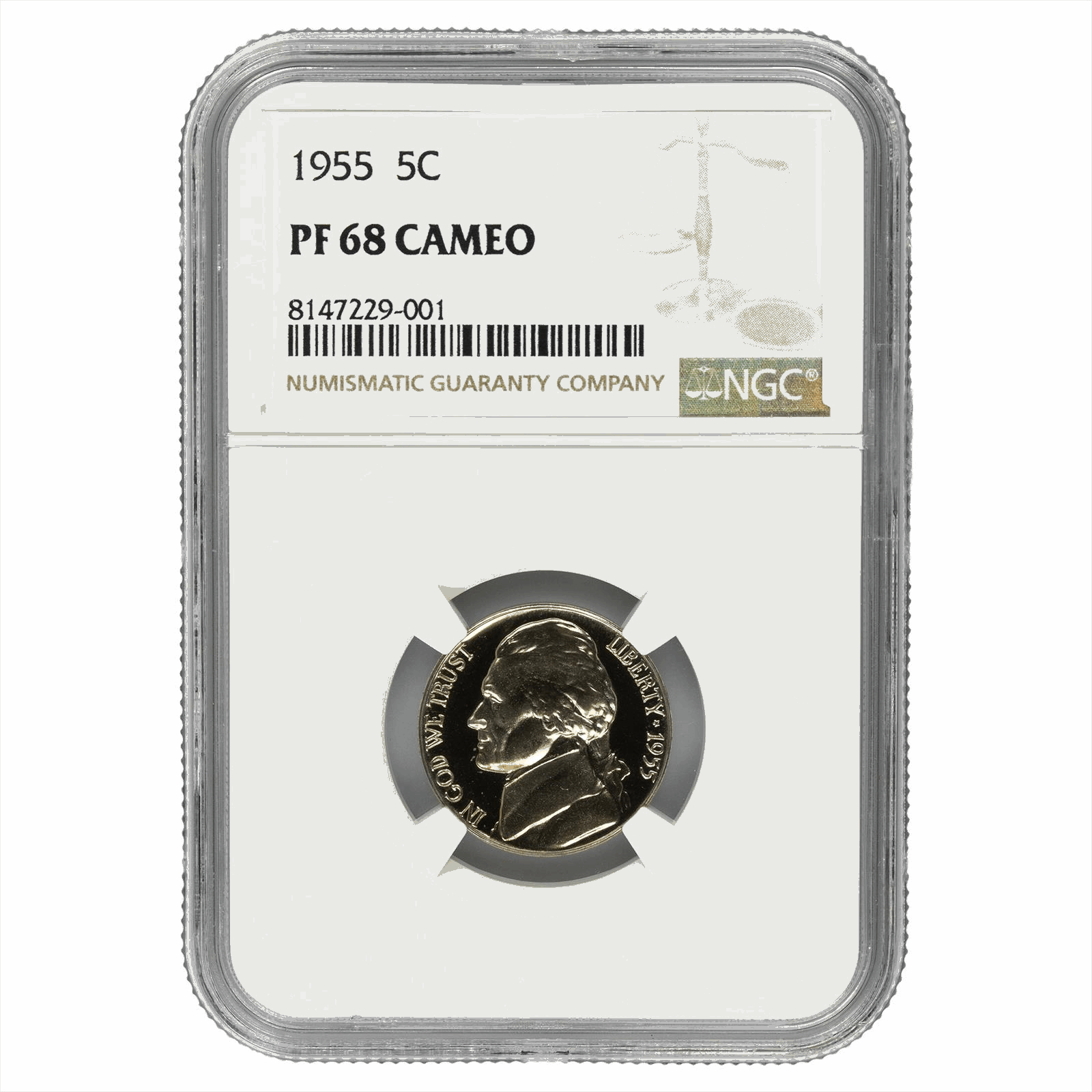 1955 Jefferson Nickel 5C NGC PF 68 CAM