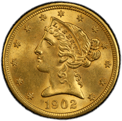 1902-S $5 PCGS MS64 