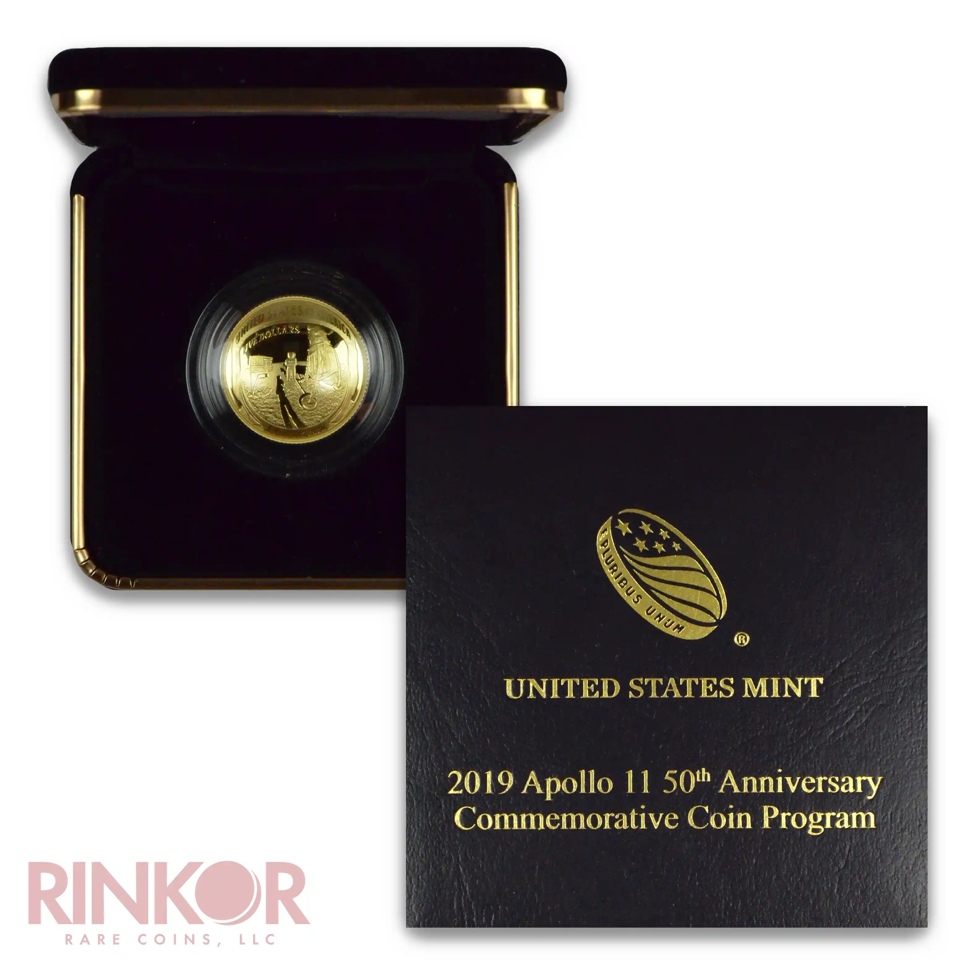 2019-W Gold $5 Apollo 11 50th Anniversary Proof (Box and CoA)
