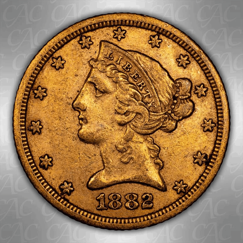1882-CC $5 CACG AU-50