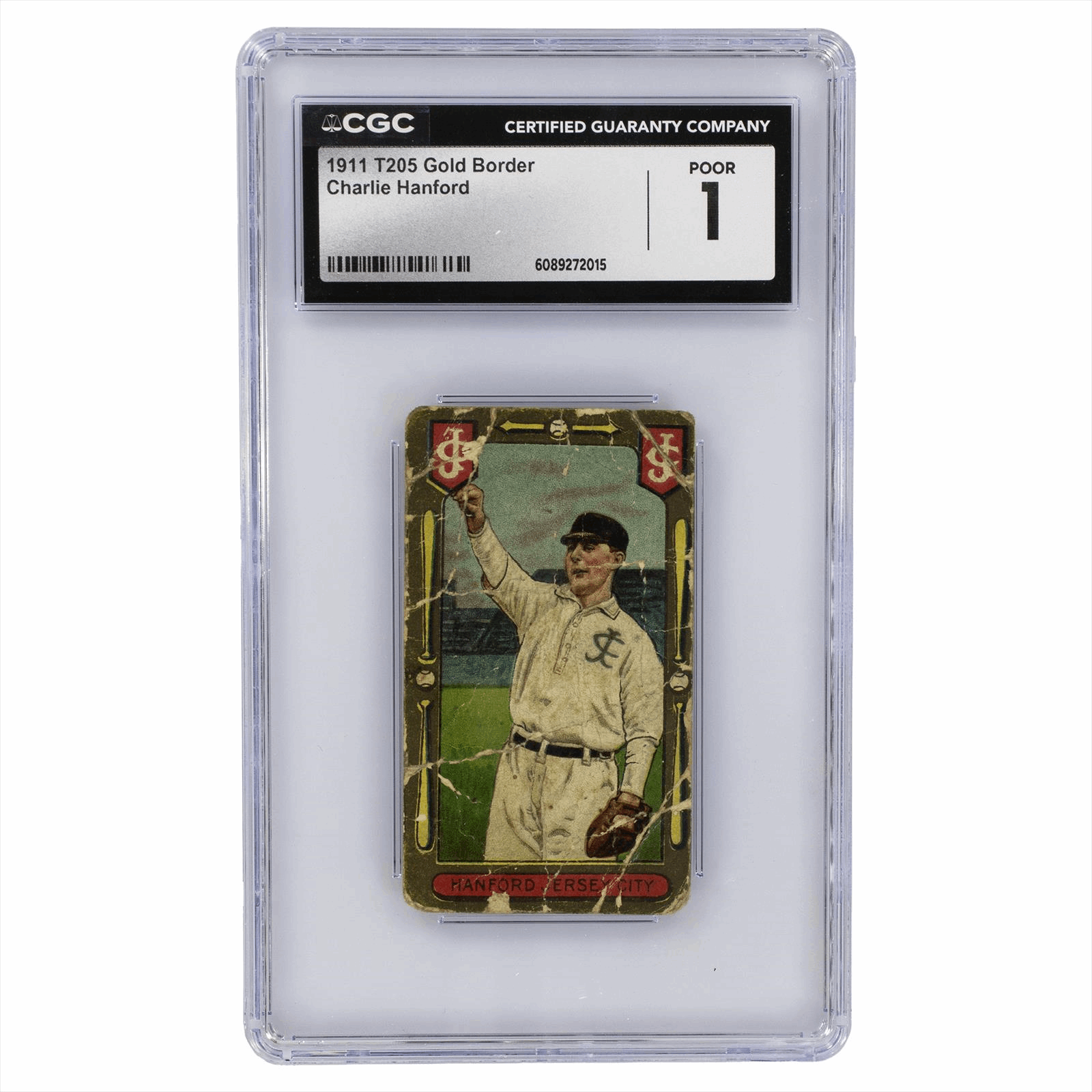 1911 T205 Gold Border Charlie Hanford CGC Poor 1 