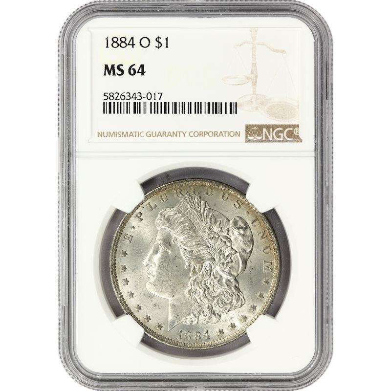 1884-O $1 Morgan Silver Dollar - NGC MS64 - Colorful Toning on Reverse!